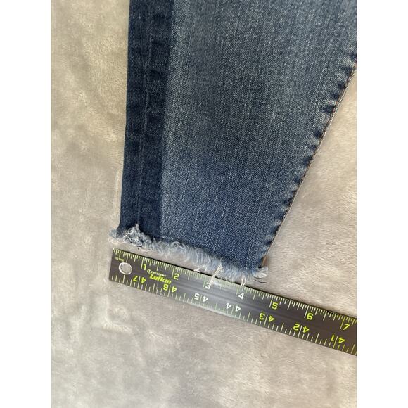 Kut From The Kloth Blue Jeans Womens 6 Ankle Skinny Dark Denim Stripe Frayed Hem - Picture 7 of 9